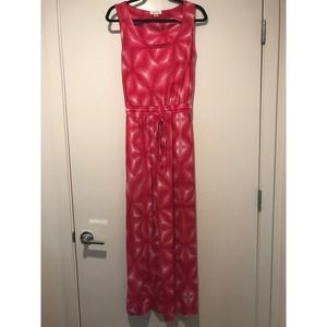 CALVIN KLEIN Long Tie Dye Maxi Dress Pink Size Medium